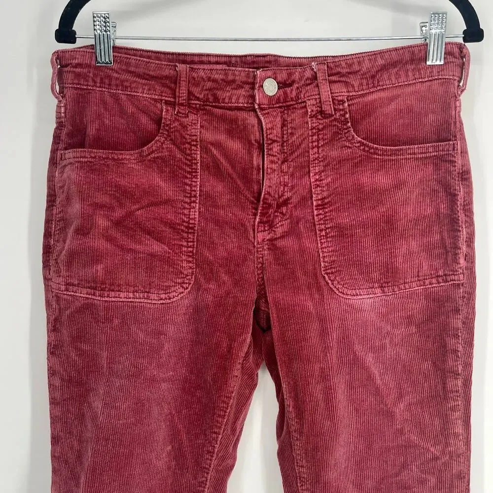 Pilcro The Icon Flare Corduroy Pants Womens 30 Burgundy Boho Low Rise